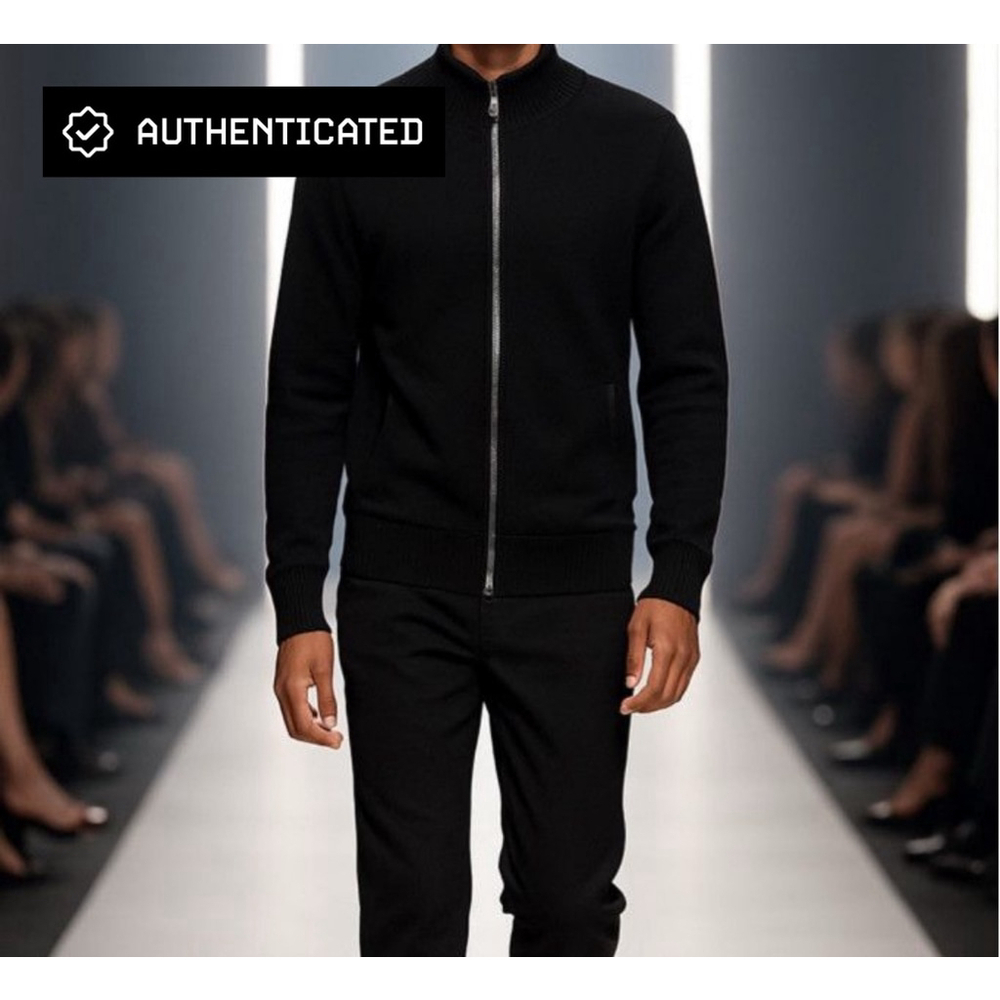 AMI Alexandre Mattiussi Black Zip Funnel Cardigan, Size Large, Portugal